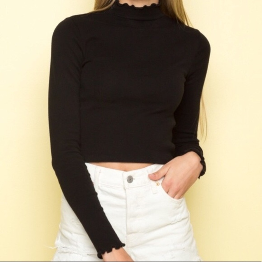 Long sleeve ruffle brandy top